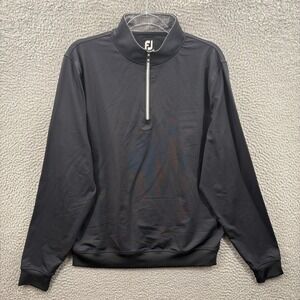 FootJoy 1/4 Zip Pullover Mens M Black Golf Performance Long Sleeve Stretch FJ
